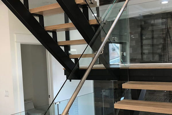 Standoff Glass Railing with Handrails for Stairs