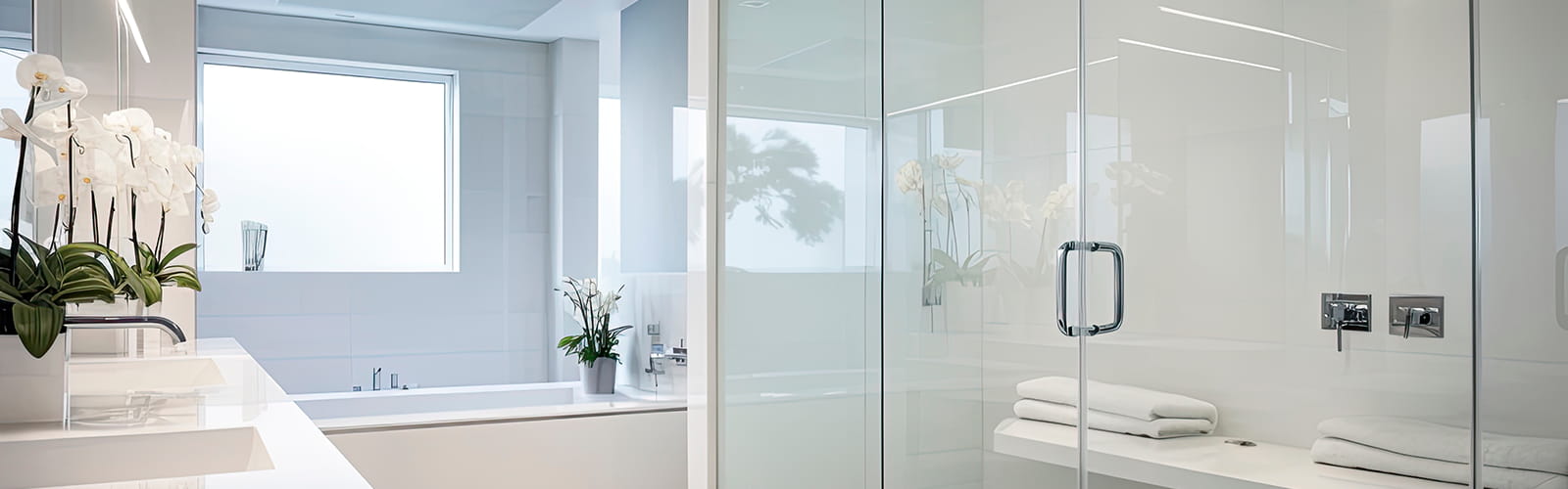 Elegant frameless glass shower enclosures custom-built and installed by CA Glass in New Jersey