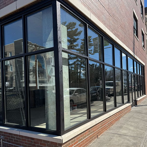 Modern glass storefront and curtain wall installation by CA Glass in New Jersey