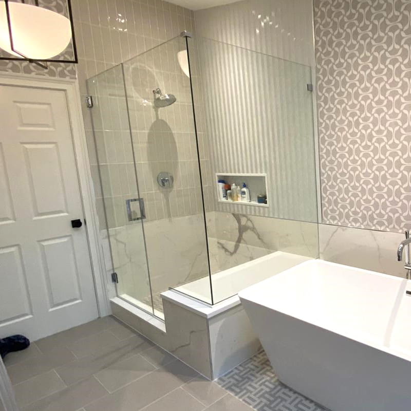 Custom frameless glass shower door designed and installed by CA Glass for homes and businesses in Edison, New Jersey