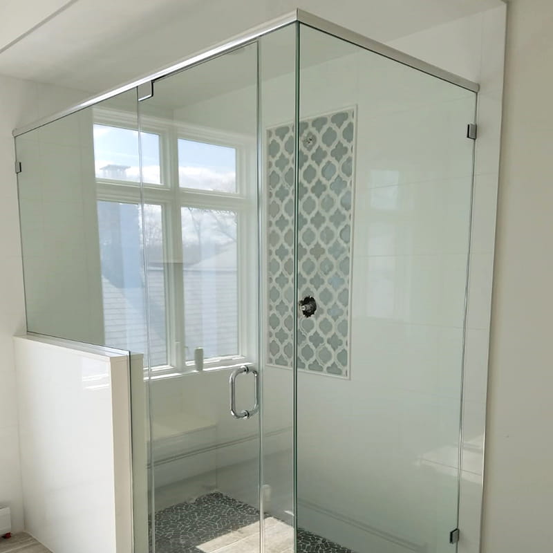 Custom frameless glass shower door designed and installed by CA Glass for homes and businesses in Maplewood, New Jersey