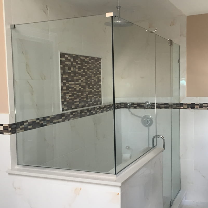 Custom frameless glass shower door designed and installed by CA Glass for homes and businesses in Morristown, New Jersey