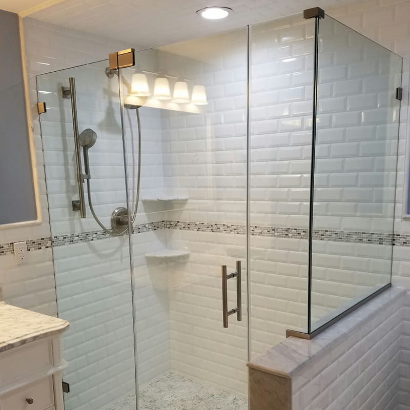 Custom frameless glass shower door designed and installed by CA Glass for homes and businesses in Newark, New Jersey