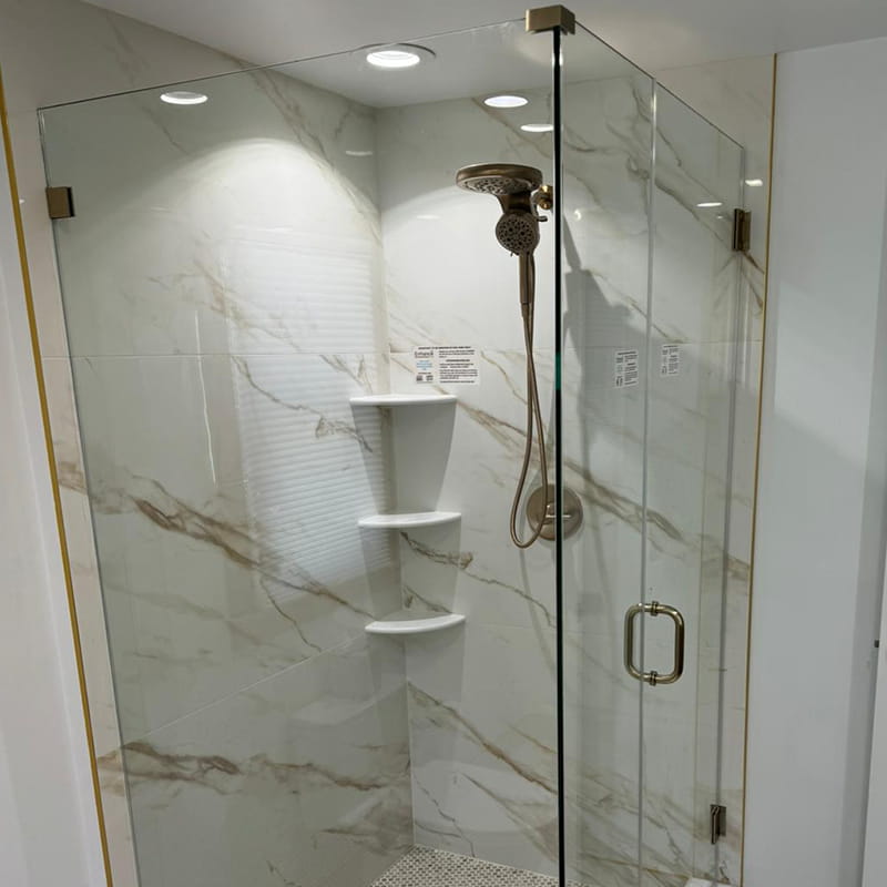 Custom frameless glass shower door designed and installed by CA Glass for homes and businesses in Springfield, New Jersey
