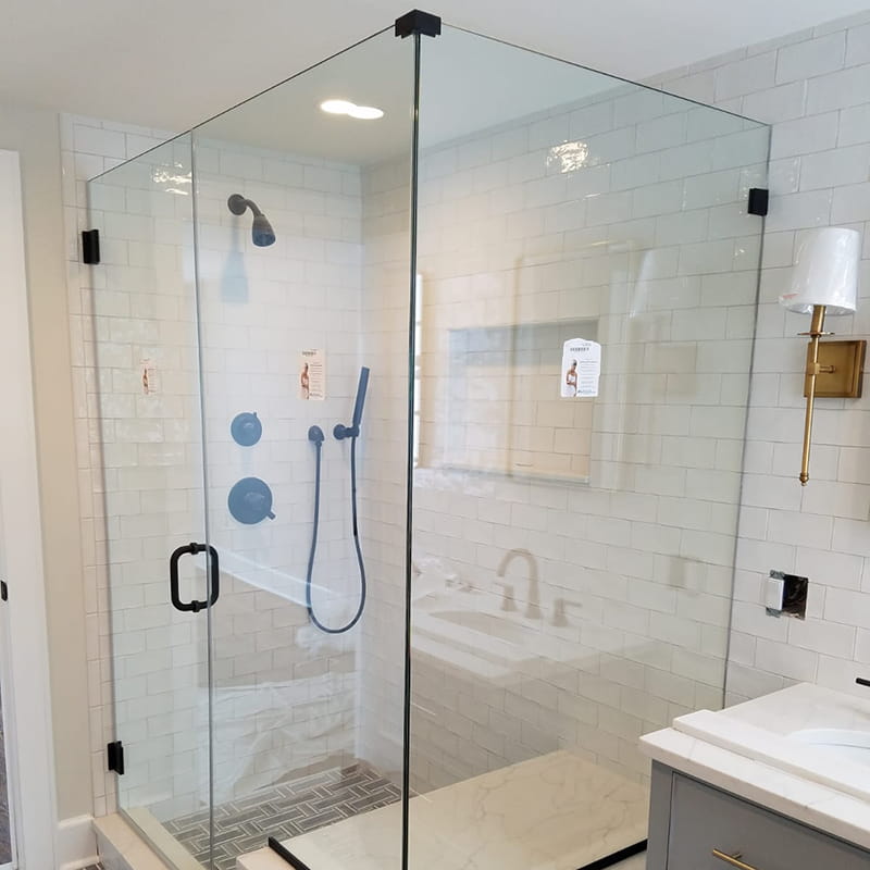 Custom frameless glass shower door designed and installed by CA Glass for homes and businesses in Warren, New Jersey