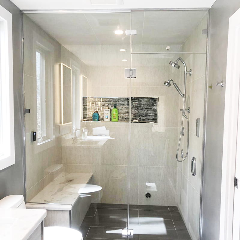 Steam shower door crafted by CA Glass for luxury home bathrooms in New Jersey