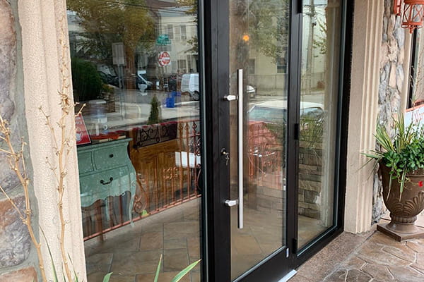 High-quality aluminum framed storefront windows installation